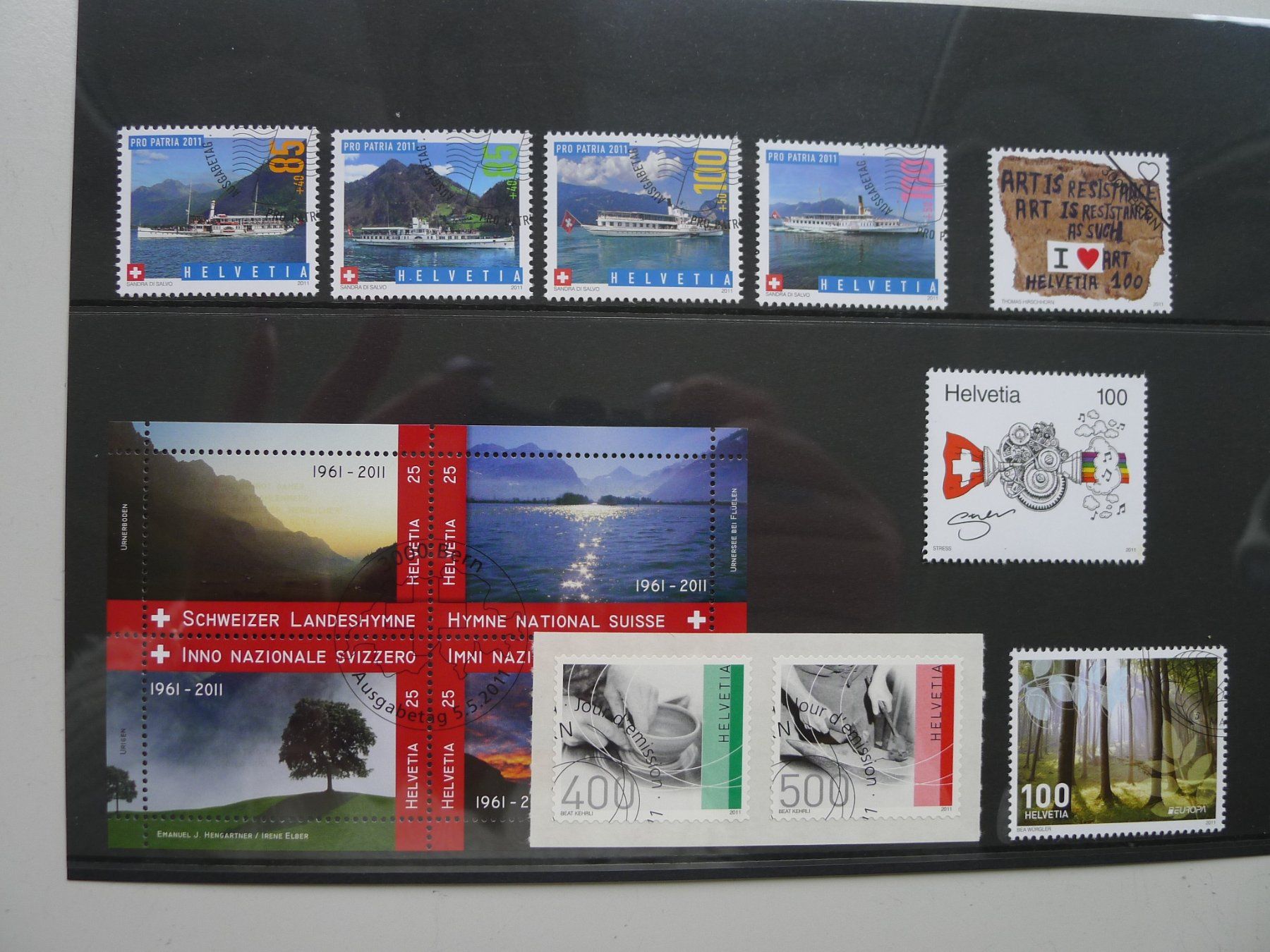 Tutti i francobolli: 2011: Jahresserie mit Ersttag-Eck-Stempel, Postpreis: 50.- – Usato da Sursee venduto da Luzernerraute 2