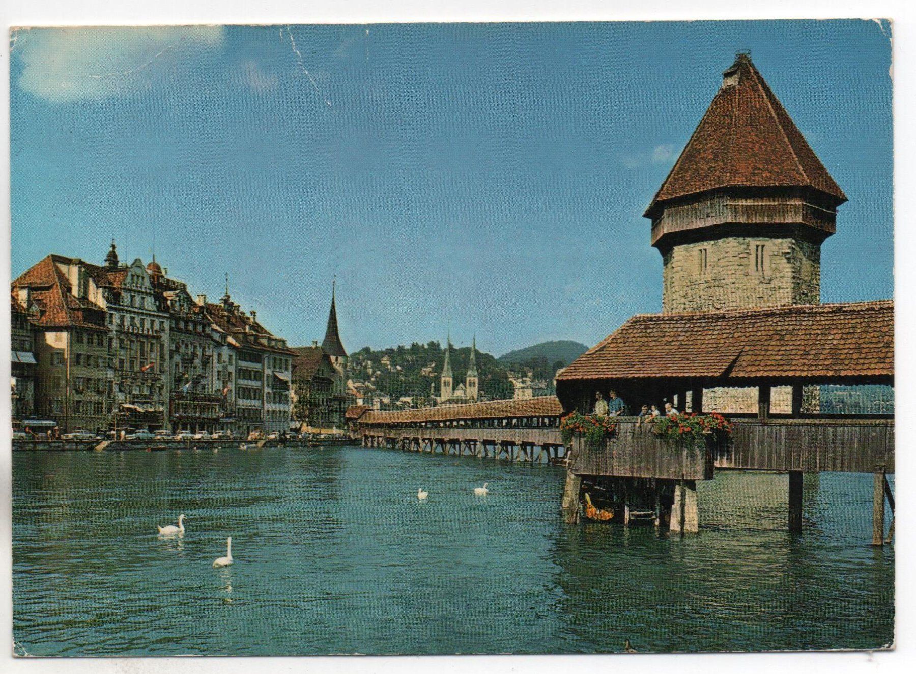 Cartoline postali: LUZERN Kapellbrücke mit Wasserturm – Usato da Jona venduto da philajona