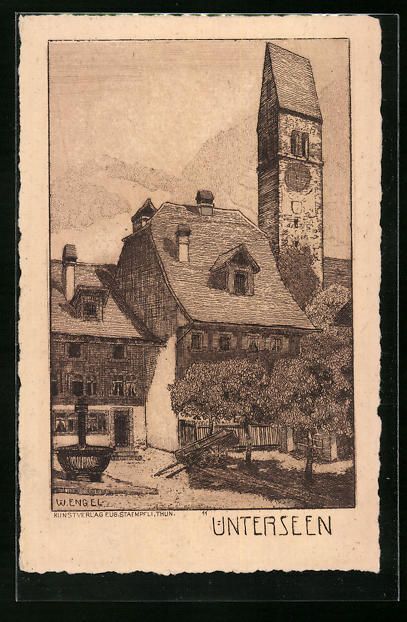 Cartoline postali: Unterseen, Idyllischer Winkel mit Brunne – Usato da Berlin venduto da bartko-reher