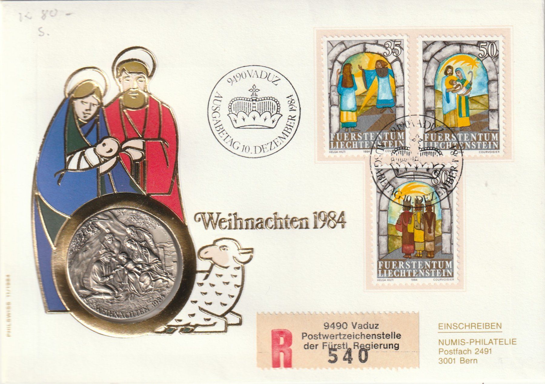 Alle Münzen: Numisbrief Weihnachten 1984 – Gebraucht aus Rorschacherberg von fratovi2