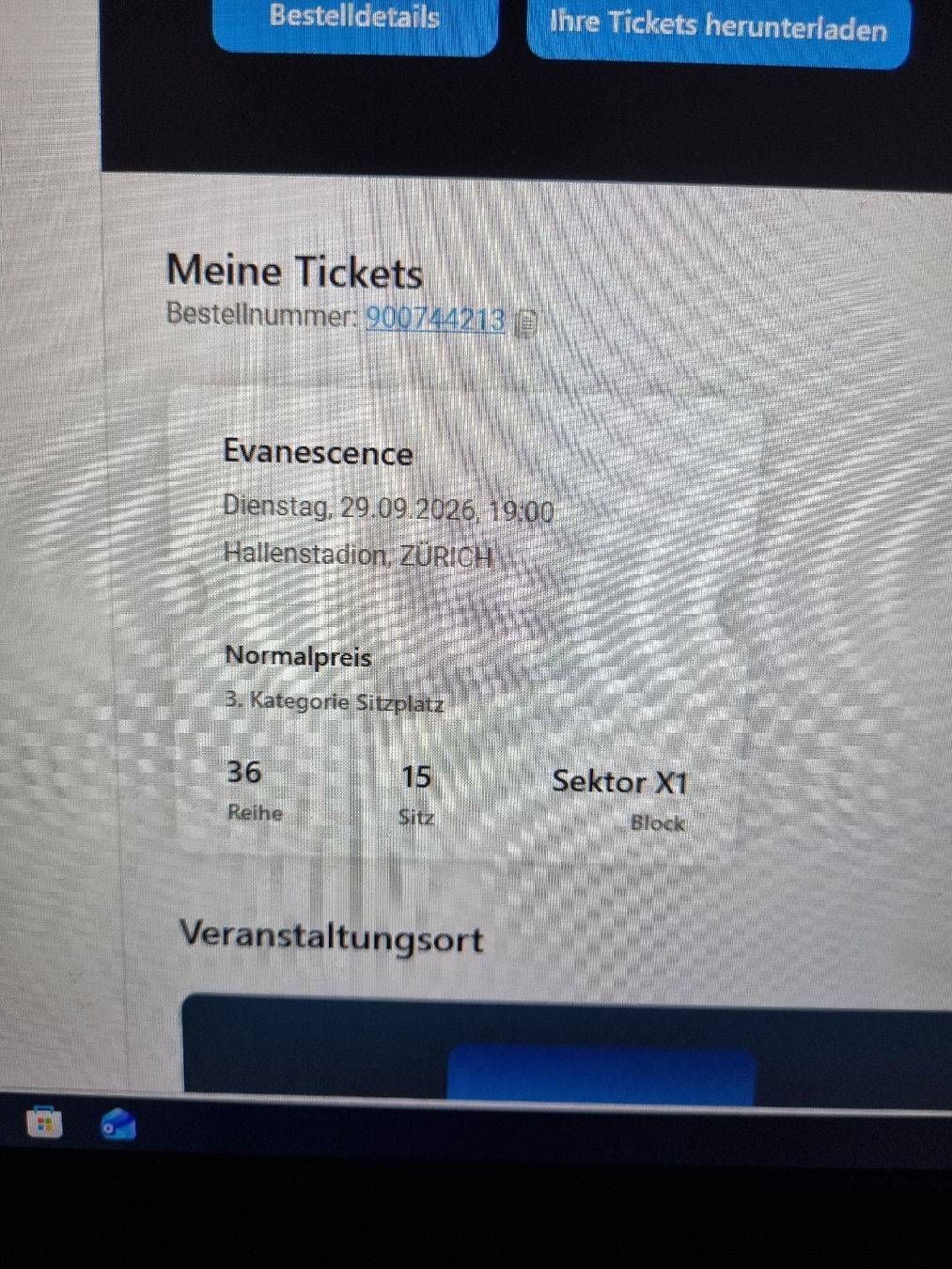 Biglietti: 1x Evanescence Sitzplatz Ticket – Usato da kölliken venduto da TerryCash 1
