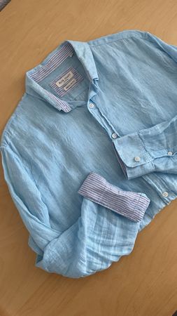 Leinenhemd Herrenhemd Hellblau L