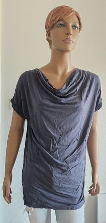 Graues Sommer Top mit Wasserfallkragen, Grösse L Madisson