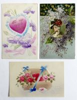 VALENTINE U.S.A VICTORIAN ANTIQUE POSTCARD LOT OF 3