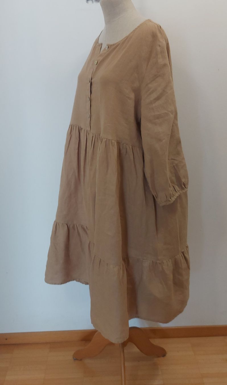 Hallhuber Vestiti: Kleid, beige, 100% Leinen, Gr. 44 – Usato da Oberengstringen venduto da PaolaDe 1