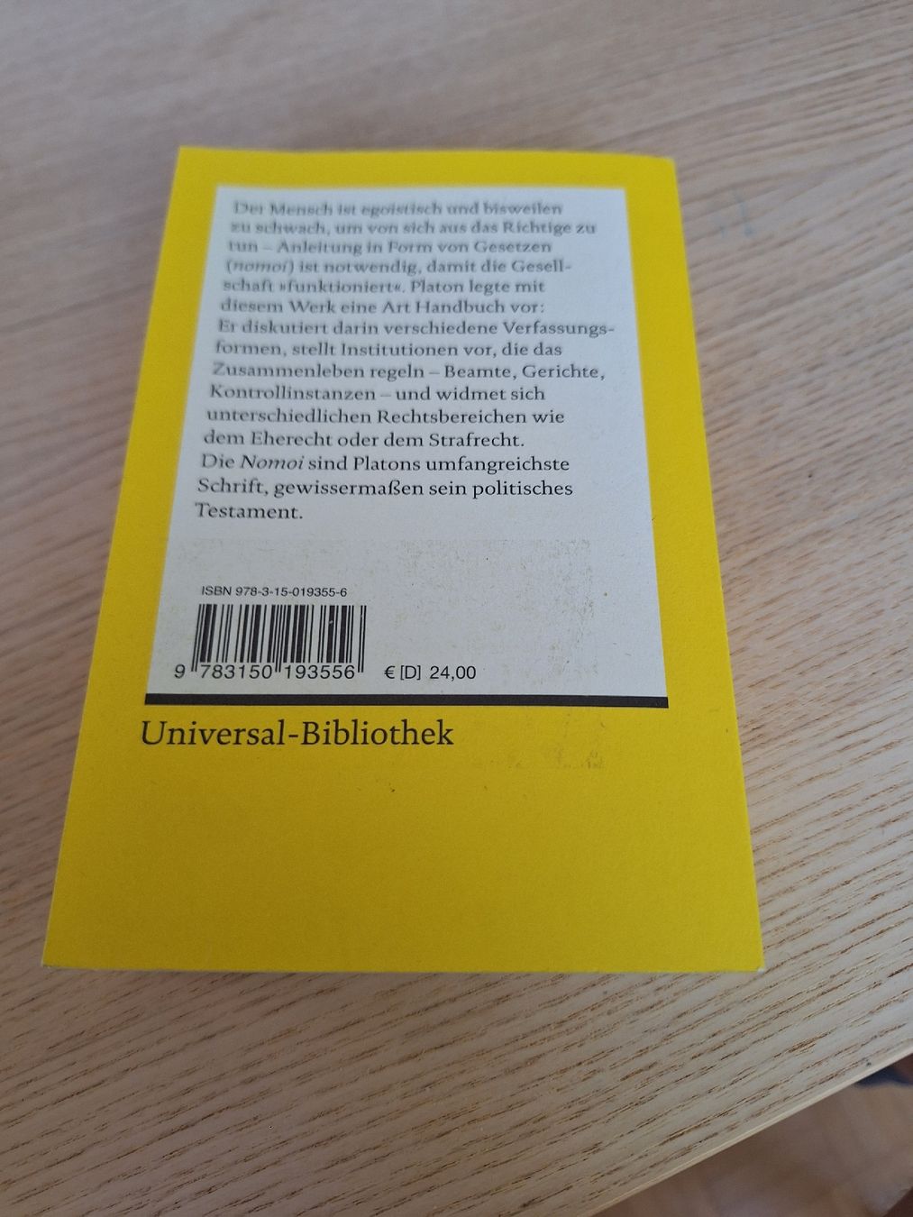 Libri: Platon Nomoi Reclam, keine Notizen oder Namenseintragung – Usato da Schaffhausen venduto da RicardoSchaffhausen 1