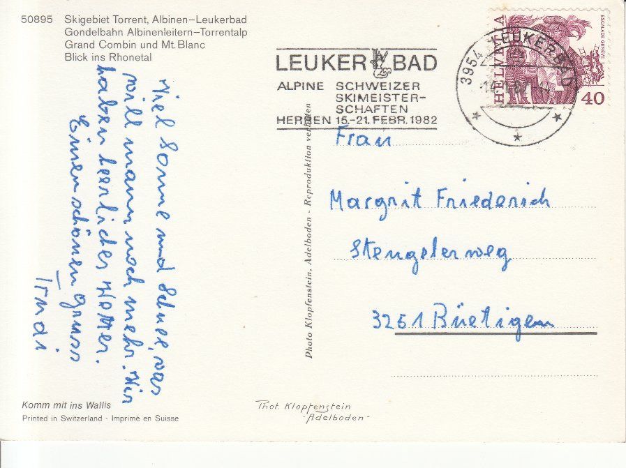 Cartoline postali: Albinen-Torrentalp 1982 – Usato da Bürglen TG venduto da StampGraf 1