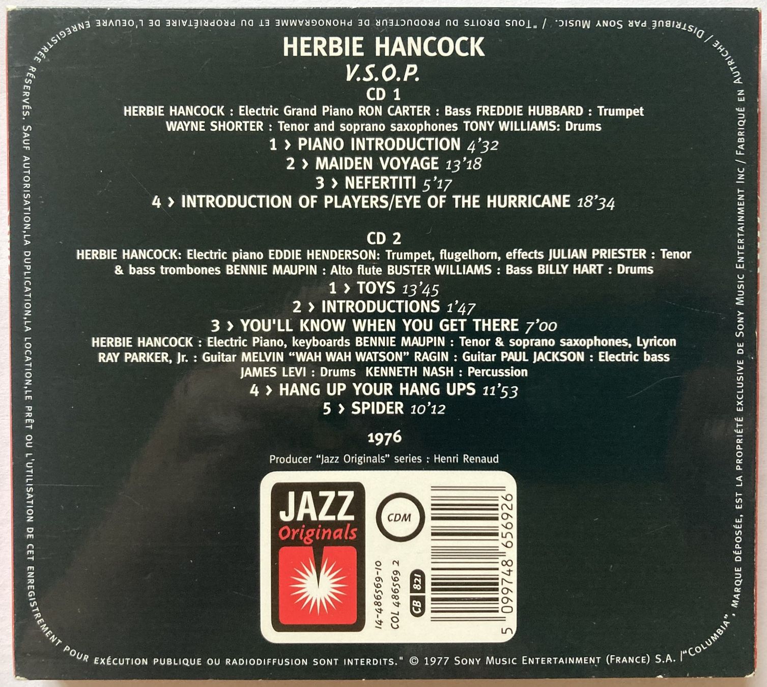 CD: HERBIE HANCOCK - V.S.O.P. – Usato da Bottens venduto da hotter-than-hell 1