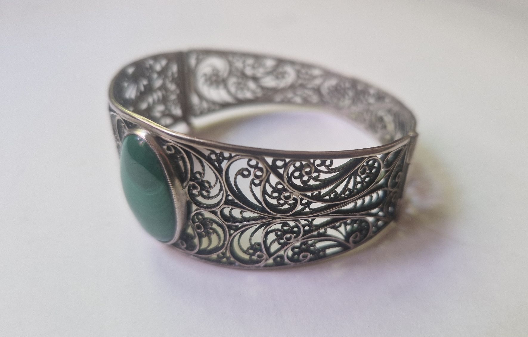 Bracciali & Braccialetti: Armreif Silber Malachit Grösse  6x6,5 cm – Usato da Seengen venduto da Seestern77 6