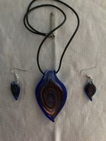 Set No9: Kette +Ohrhänger blau  Neu