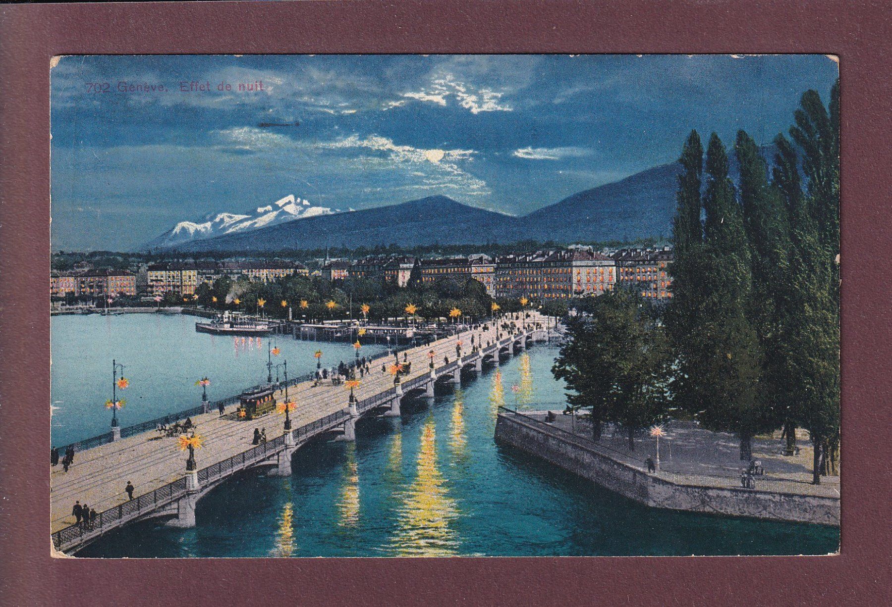 Cartoline postali: GENEVE de nuit - 1924 – Usato da Pully venduto da nicecards
