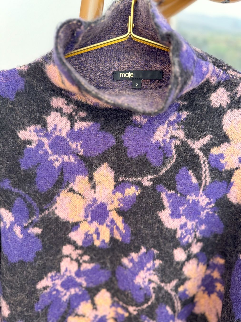 Maje Maglioni & Felpe: Maje Pullover Blumenmuster lila/schwarz Gr. M/38 – Usato da Biberstein venduto da evolution89 1