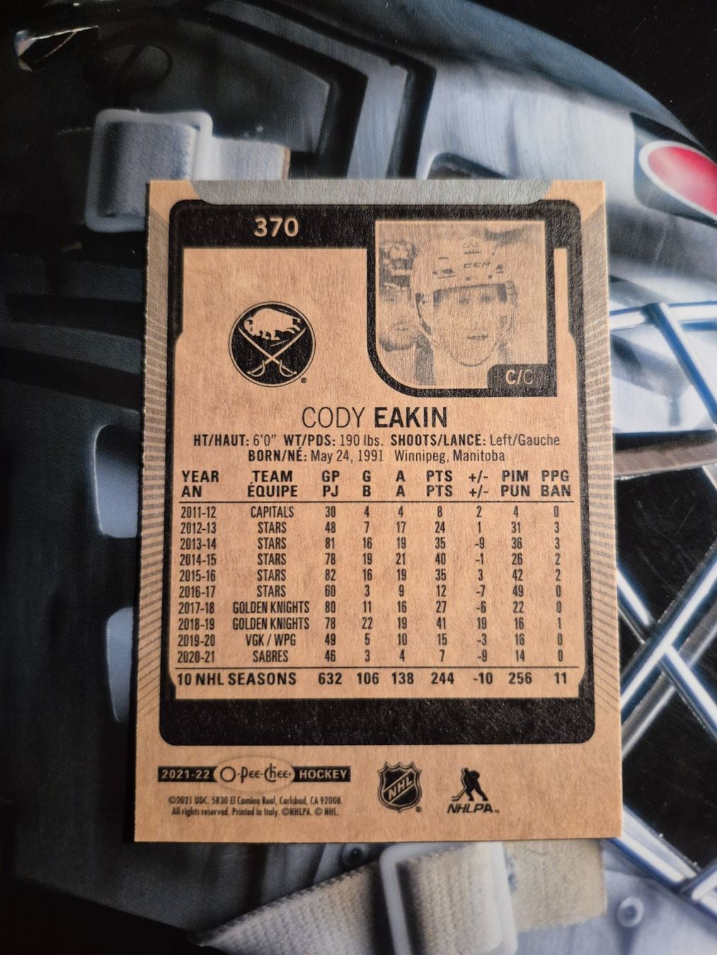NHL Carte collezionabili: NHL Cody Eakin Buffalo Sabres – Usato da Treiten venduto da Sauber73 1