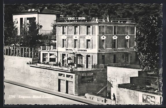 Cartoline postali: Lugano, Hotel-Restaurant Luzern (am Bahn – Usato da Berlin venduto da bartko-reher