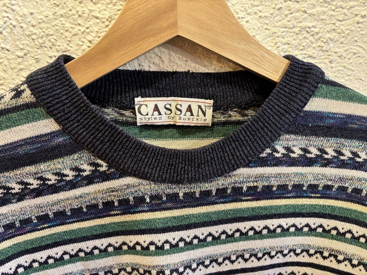Maglioni & Felpe: CASSAN Strickpullover, Vintage Muster, Grösse L – Usato da Alten venduto da AuntiesAtticFinds 1