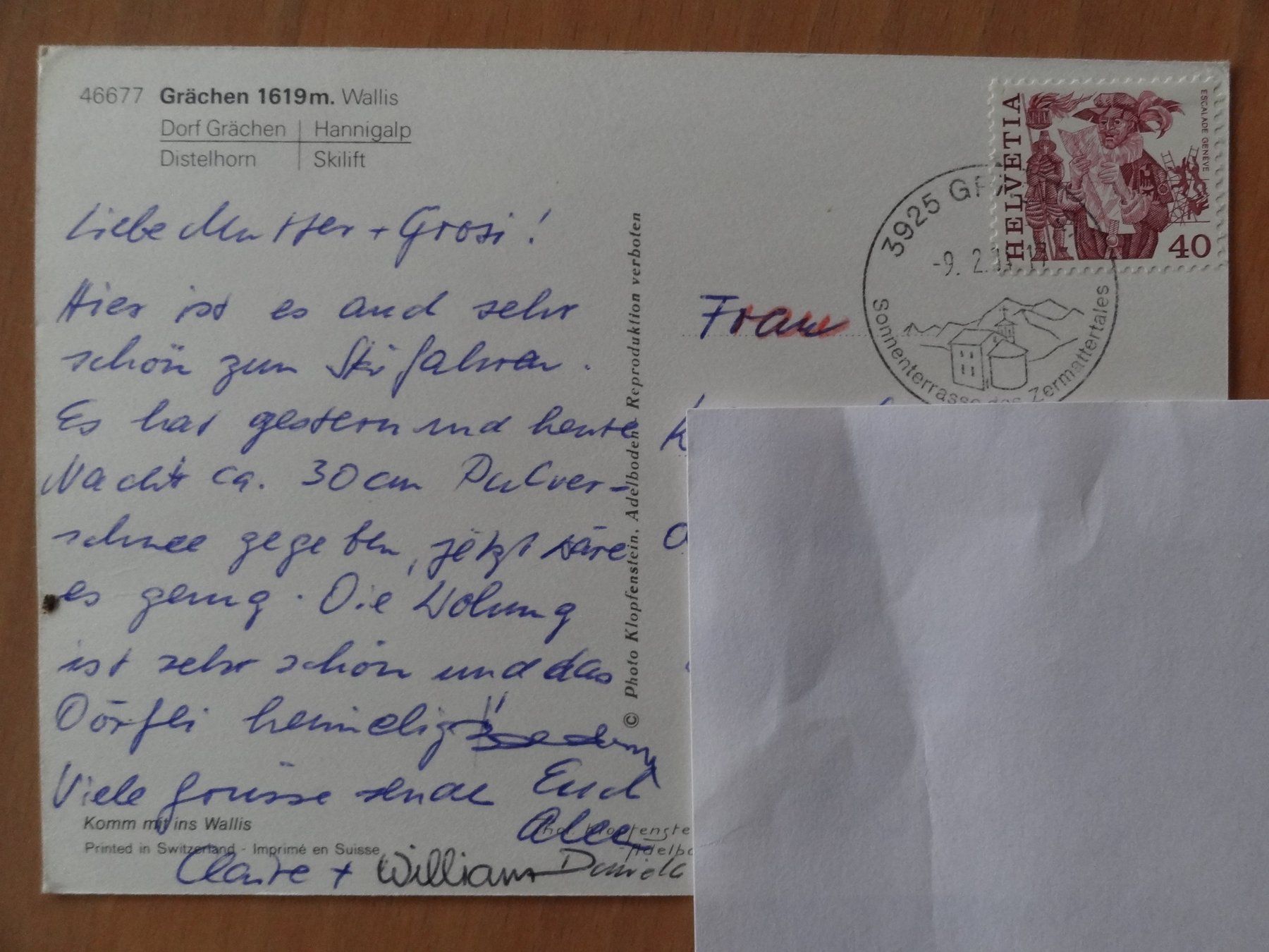 Cartoline postali: Grächen - Hännigalp - 1984 – Usato da St Léonard venduto da Riglin 1