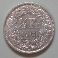 029 CH, 50 RAPPEN 1963 B, ABART, SILBER, g.ss