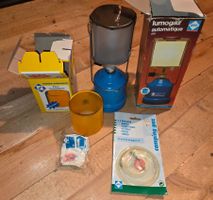Lampe à gaz "Lumogaz" avec verre para-moustiques et manchons