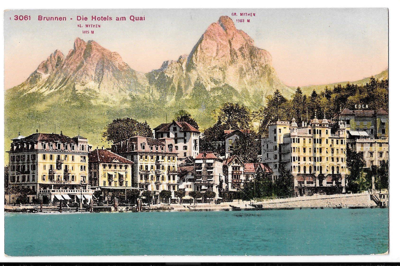 Cartoline postali: Brunnen Hotels am Quai – Usato da Olten venduto da clotaldi