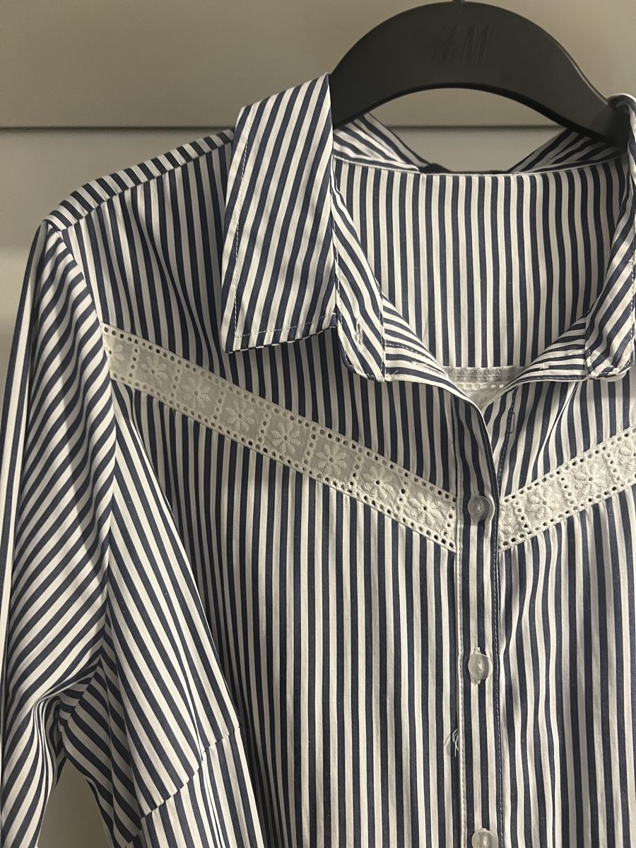 C&A Vestiti: Gestreiftes Hemdblusenkleid Gr. 44 mit Spitzendetails – Usato da Hölstein venduto da SelcCe 1