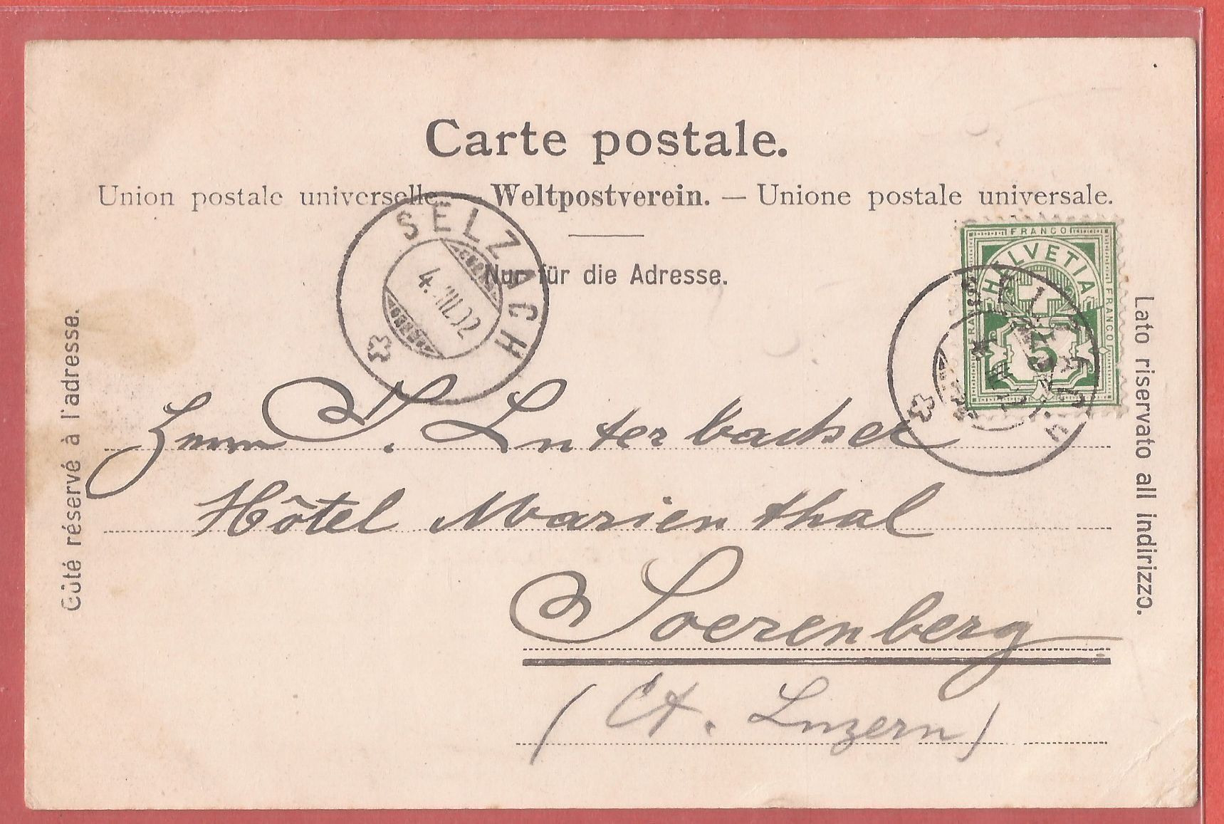 Cartoline postali: Selzach mit Uhrenhandlung E.Gisiger - 1902 – Usato da Fislisbach venduto da Porano 1