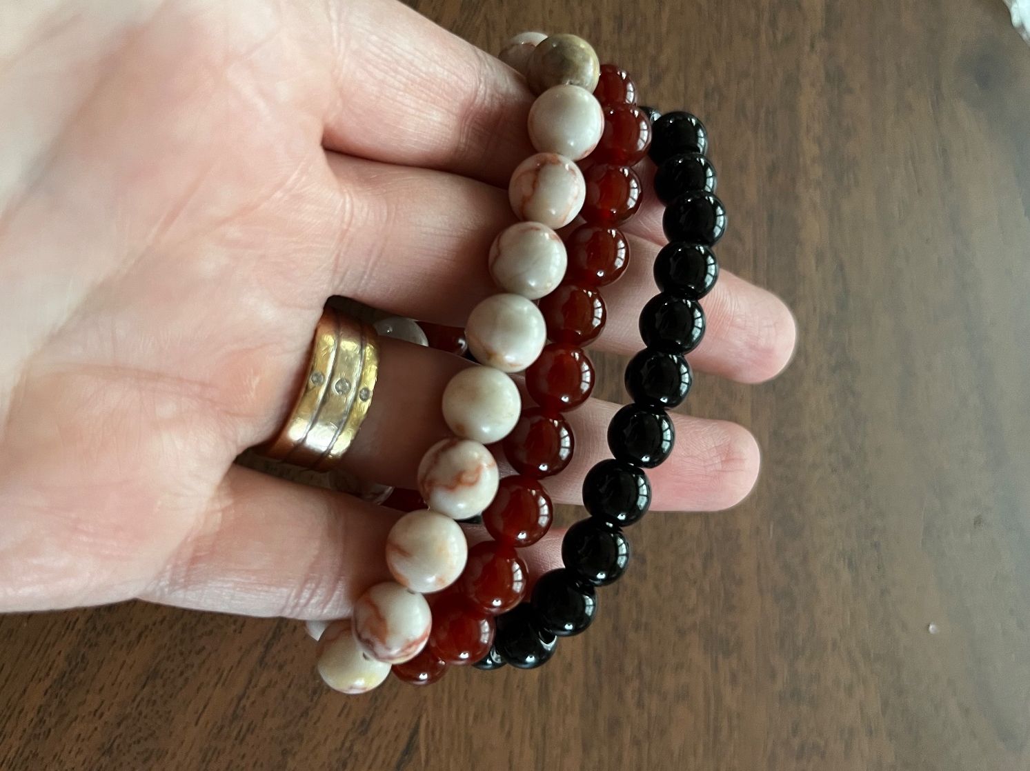 Bracciali & Braccialetti: 3er Set Armbänder, Edelstein, Karneol, Red Jasper, Onyx – Nuovo e nell'imballaggio originale da Gams venduto da Mariawicca 2