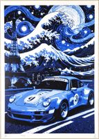 Death NYC Pop Art Druck " Van Gogh Hokusai Wave Porsche 911
