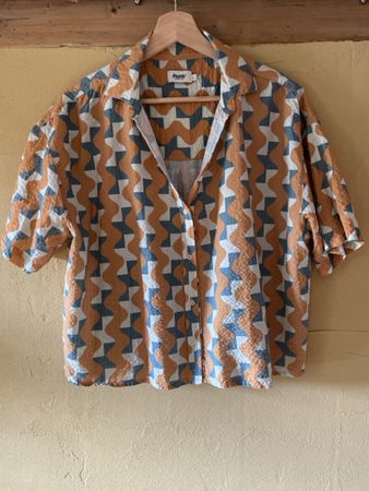 Brava Fabrics Hemd gemustert orange blau Grösse L