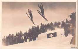 Skifahrer // Doppelsprung Skisprung Schweiz Skispringen 1910
