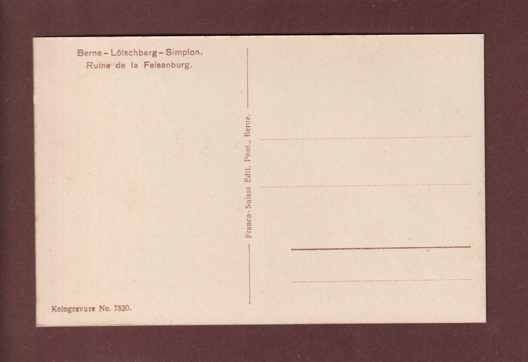 Cartoline postali: Lötschbergbahn - RUINE FELSENBURG – Usato da Pully venduto da nicecards 1