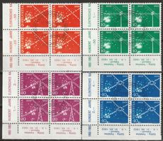 1952, FM-Satz im ET-gestempelten Viererblock, KW 100.-