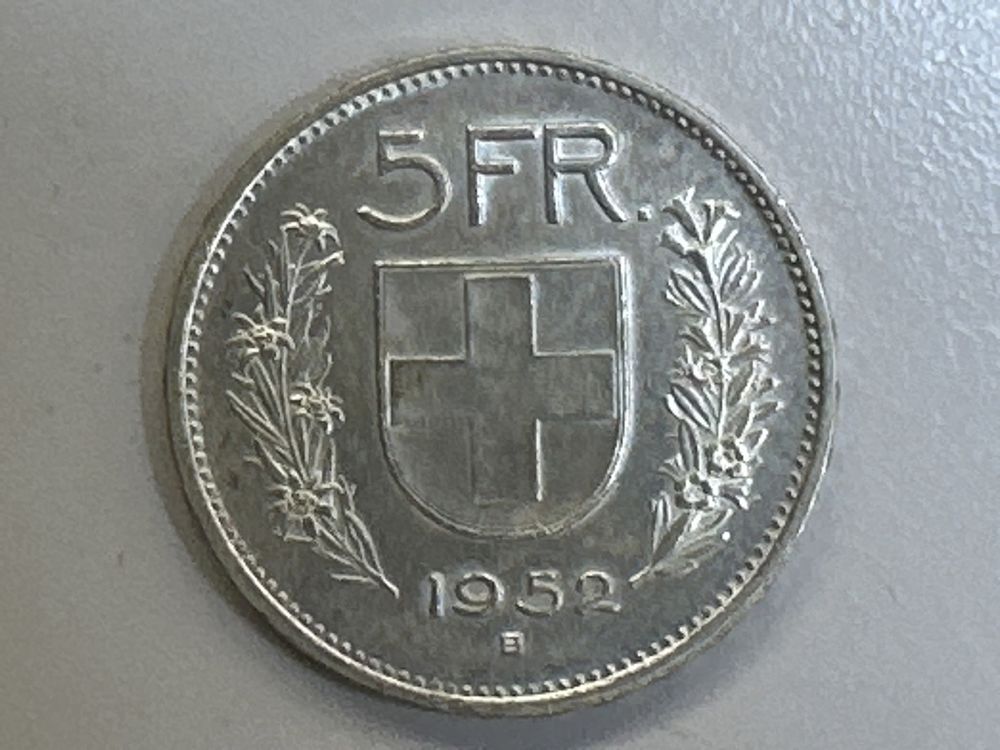 5 Fr. Silber Schweiz 1952 (Gebraucht) in Herisau für CHF 27 – mit ...