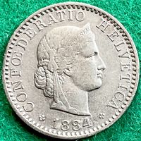 Pièce de 20 ct suisse 1884