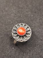 Jugendstil 835er Silber Ring mit Natur Koralle um 1900j Top