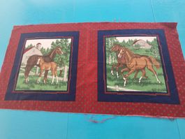 Stoff Baumwolle   PFERDE  90x 43 cm