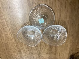 3er Set PartyLite Teelichthalter, neuwertig, Glas