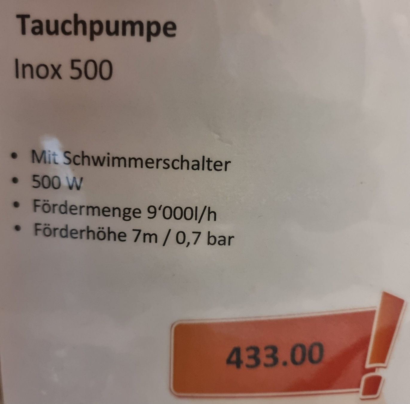 Pompe & Parti di ricambio: Tauchpumpe Inox 500 – Nuovo e nell'imballaggio originale da Ermenswil venduto da Walkest 1