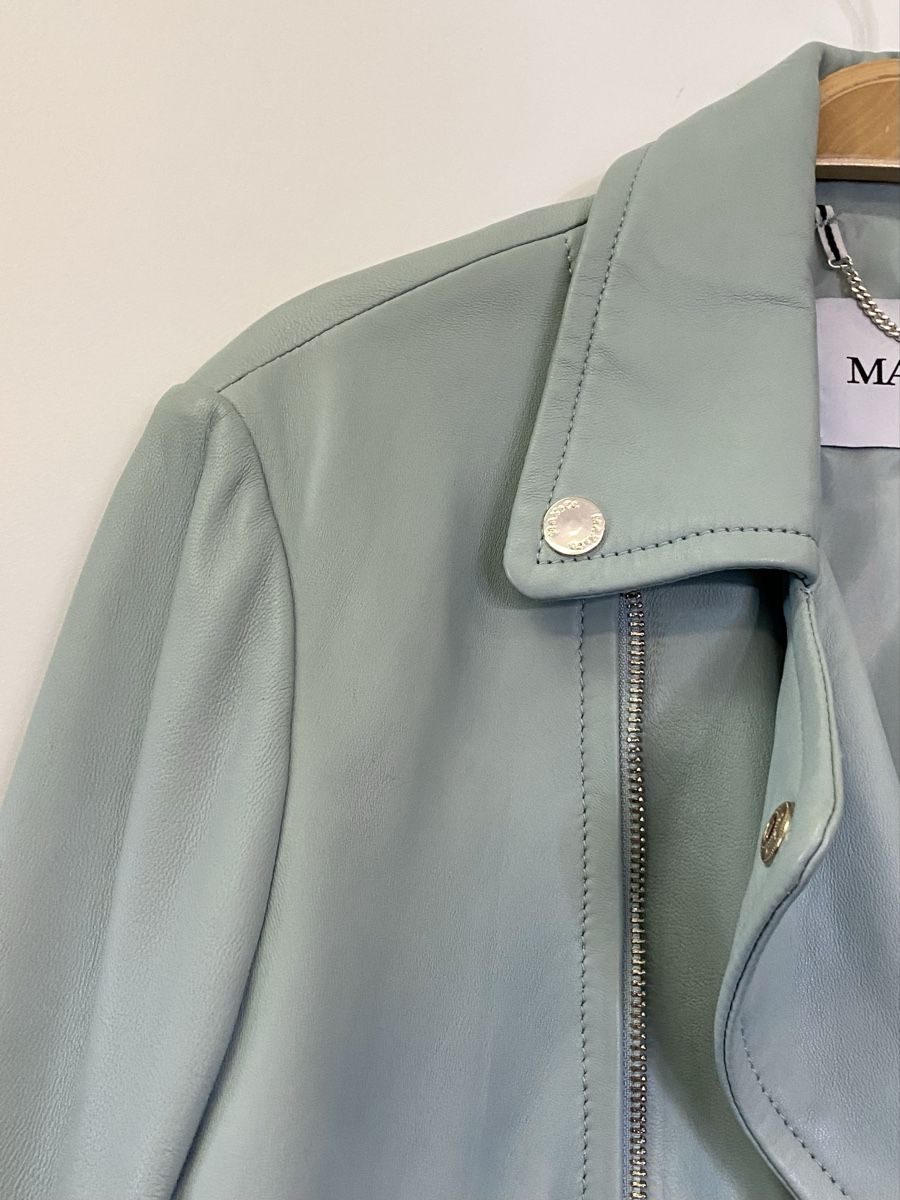 Max Mara Jacken: Max Mara Lederjacke mint blau 40 Neu – Neu und originalverpackt aus Büron von Coerner 1
