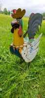 Gartendeko Hahn aus Metall, Vintage, Shabby Chic Style