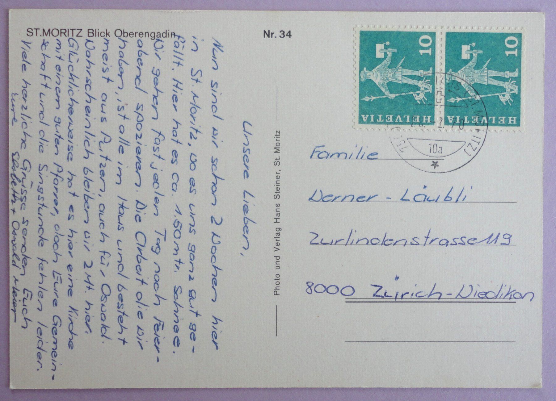 Cartoline postali: St. Moritz, Blick Oberengadin – Usato da Fétigny venduto da Billy2miny 1