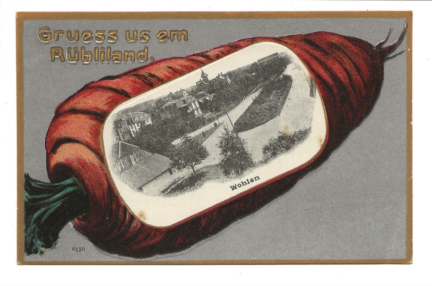 Gruss aus dem Rüebliland (AG) Wohlen - Präge-Litho dat. 1925 (Gebraucht ...