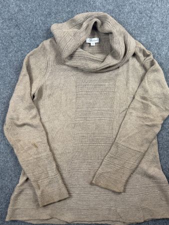 Calvin Klein pull femme M col bénitier taupe coton