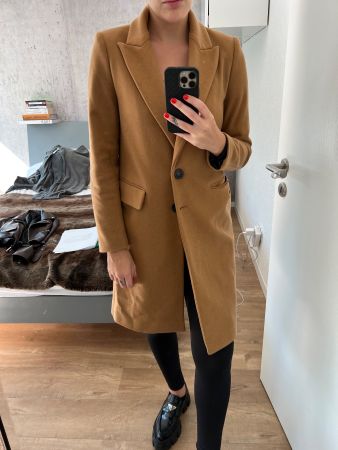 Damen Mantel in Camel Farbe klassischer Schnitt Zara 36