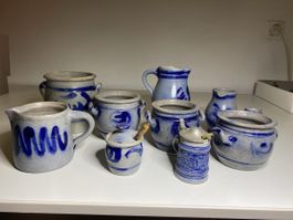 Salzglasur Keramik Konvolut, Vintage, 10-teilig, Top!