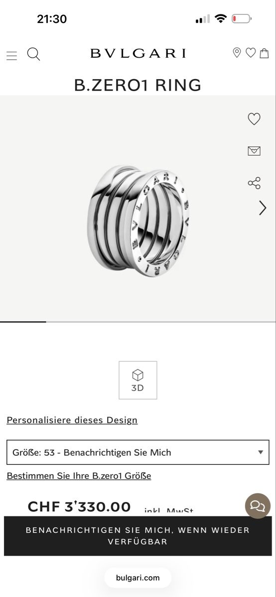 Bulgari Ringe: Bvlgari B.Zero1 Ring 4 Bands Weissgold 53 Neu – Neu (gemäss Beschreibung) aus Weisslingen von MichelleH 7