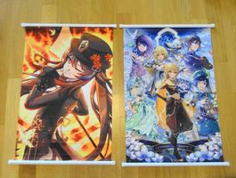 2 x Stoffige Genshin Impact Wandbilder Poster, Anime, Manga
