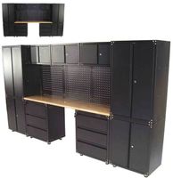 Werkbankschranksystem 13-teilig + 201cm Arbeitplatte SCHWARZ
