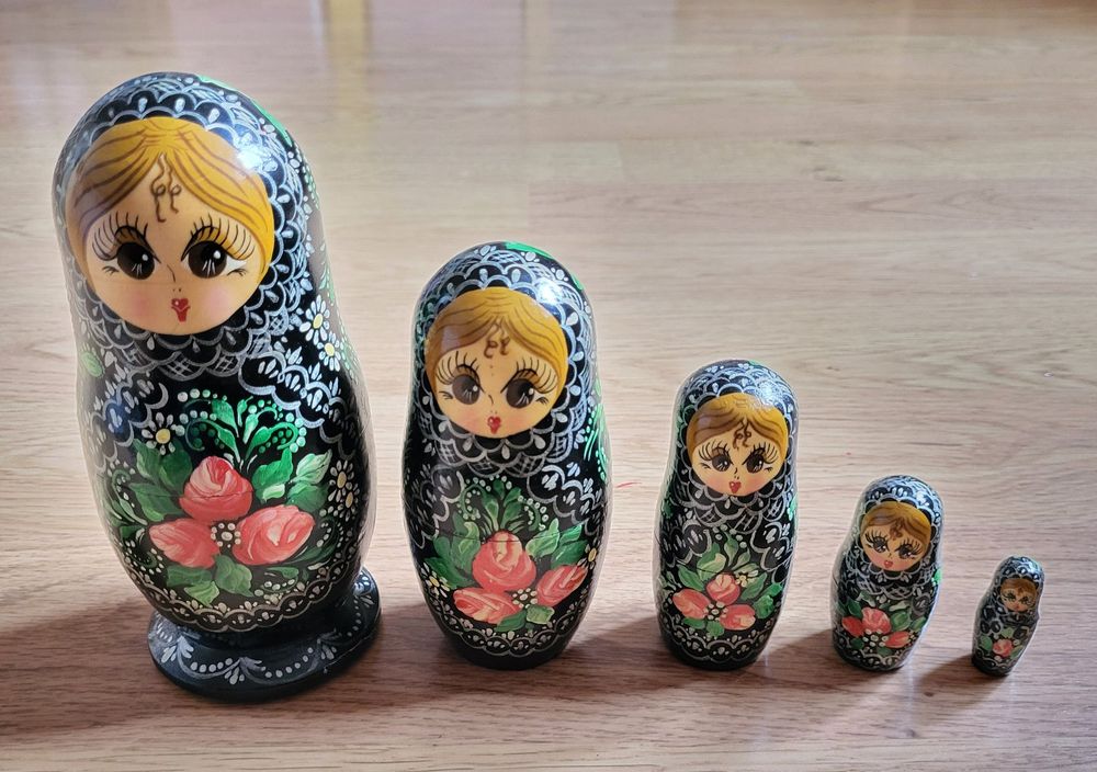 Poupées Gigognes Bois 5 Pièces Animaux - Matriochka Russe éléphant Panda - Décoration Collection