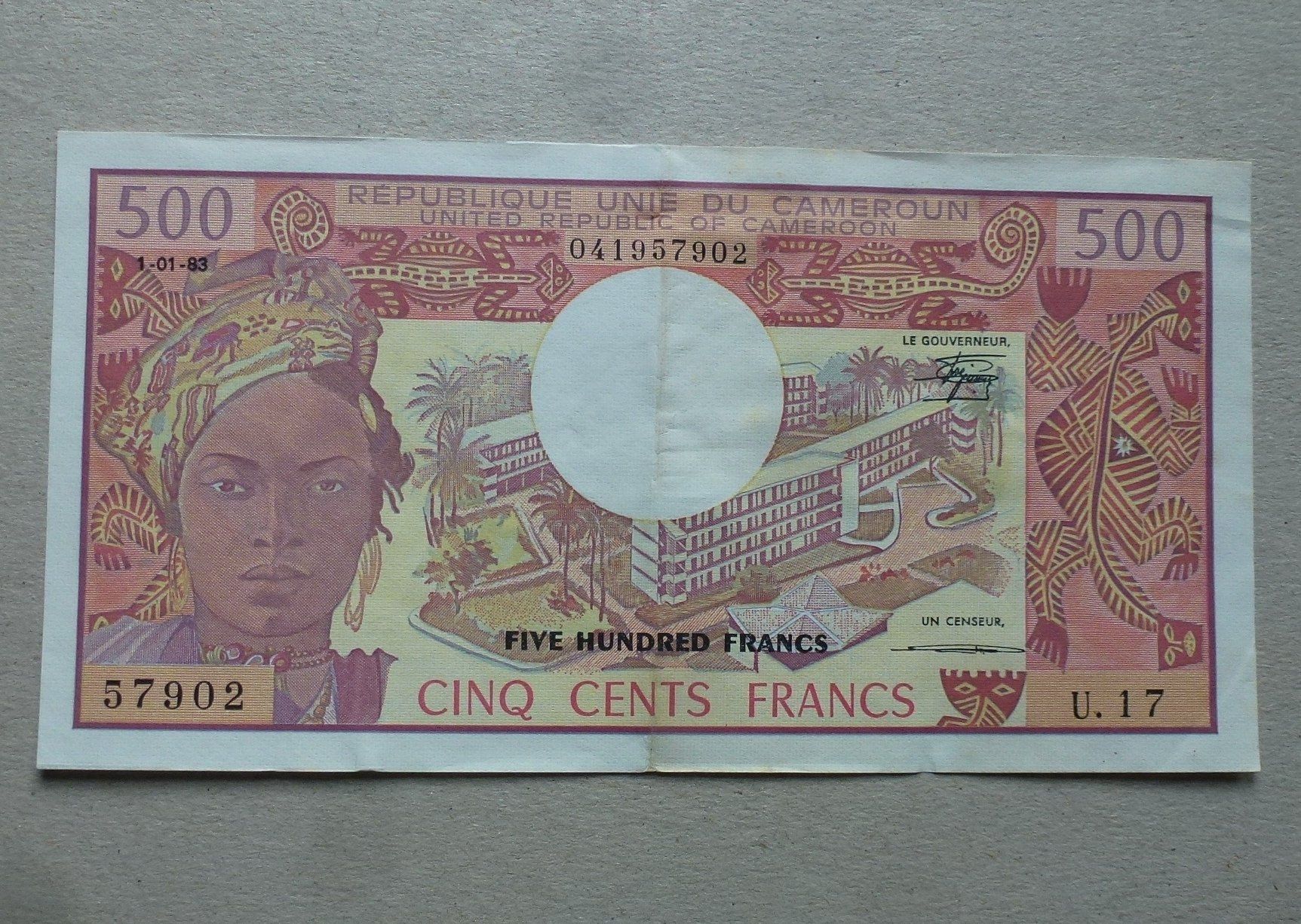 Banconote: Cameroun ++ 500 Francs 01.01.1983 – Usato da Walkringen venduto da Casablanca777
