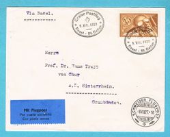 Erster Postflug Basel-St.Gallen 8.VIII 1927 mit F6.Ab Fr.1!